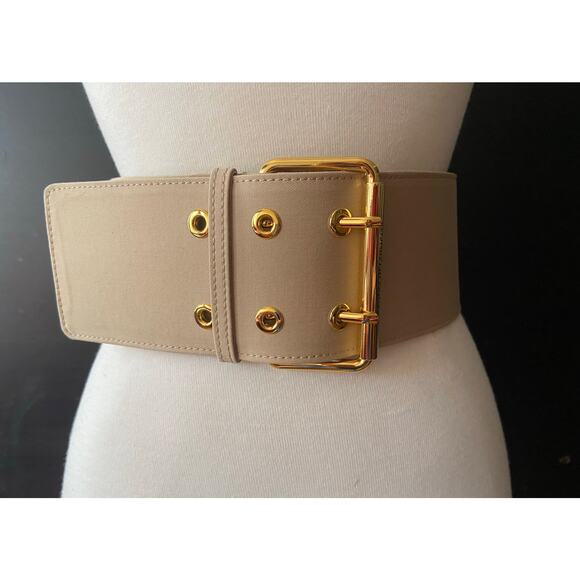 ELISABETTA FRANCHI Wide Beige Textile High Waist Belt sz 42 (XS/S) main image 7